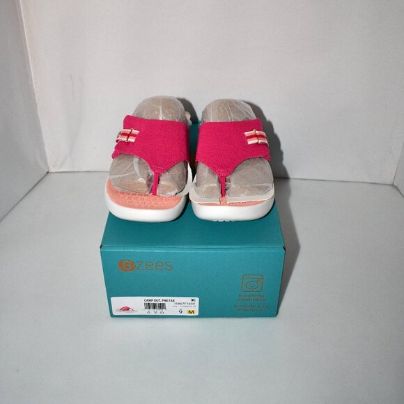 Bzees Camp Out Washable Thong Sandals in Pink Fab Size: 9 #I5867F1 NWT - Picture 1 of 6